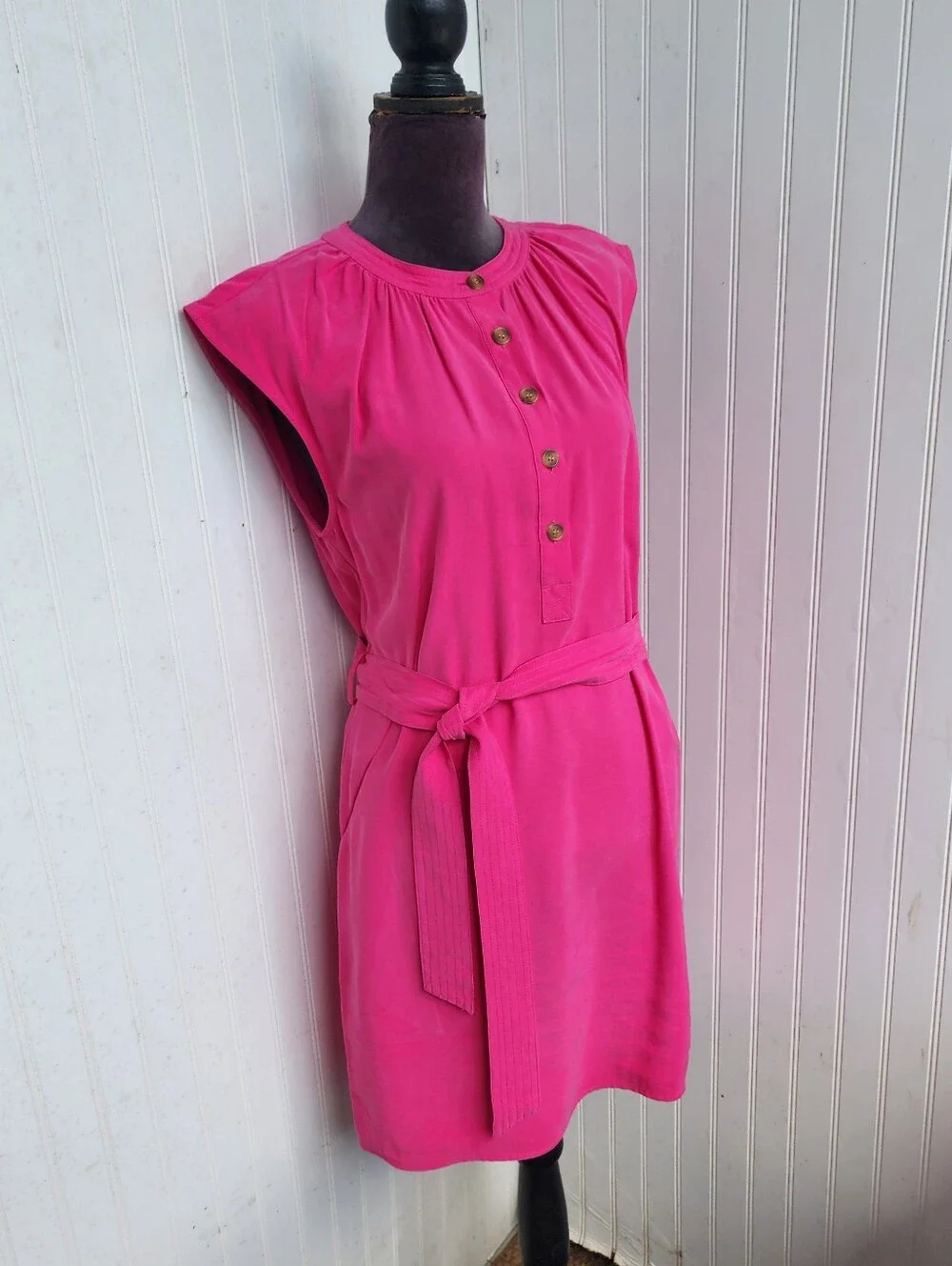 A Loves A Womens Pink Dress Belted Rayon Sleeveless Career Casual Cocktail Sz M